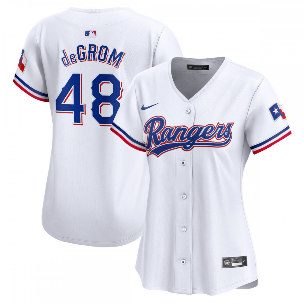 Jacob deGrom Texas Rangers Women's Home Limited Player Jersey - White-Pro Kit Vault | Brand New 26/27 Sports Jerseys